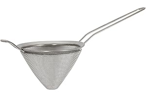 Argon Tableware Stainless Steel Conical Strainer - 10cm - Metal Kitchen Strainer Cooking Wire Mesh Skimmer Spoon Sifter Sieve for Cooking, Baking, Straining, Draining