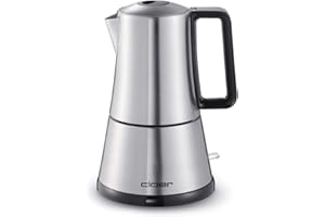 Cloer 5928 Cafetière Espresso Électrique, 365 W, pour 3-6 tasses d'espresso, boîtier en acier inoxydable