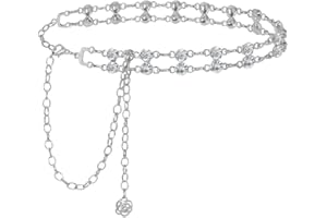 NOKDAL Cinturón Cadena Mujer Multicapa Cinturones de Cadena Metal Cinturon Moda Body Chain Ajustable Cinturón de Vestir Cadena de Cuerpo Vientre Cadena Pedreria Joyería para Vestidos Fiesta Accesorios