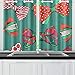 Produktbild JOCHUAN Roter grüner Weihnachtsbogen Küchenvorhänge Fenster Vorhangebenen für Café, Bad, Wäscherei, Wohnzimmer Schlafzimmer 26 X 39 Zoll 2 Stück