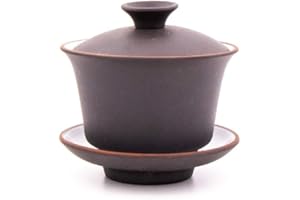 TEZEN Gaiwan aus Yixing Ton mit 100 ml | Chinesischer Gaiwan aus hochwertigem Yixing Ton | Zisha Gaiwan (schwarz)