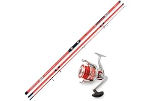 A&M ANGELSPORT Brandungscombo 4,20m / bis 250g + Weitwurfrolle + Schnur Surfcombo Set