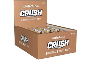 ‎BIOTECHUSA BioTechUSA Crush Bar Hochproteinhaltiger Riegel mit knusprigem Schokoladenüberzug und ohne Zuckerzusatz, 12*64 g, Cookies & Cream