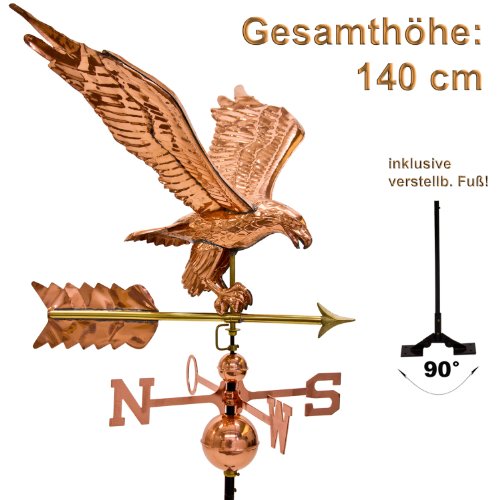 Riesiger 3D Relief Wetteradler aus KUPFER mit Fuß, Gesamthöhe 140cm, Gewicht 5kg - 2