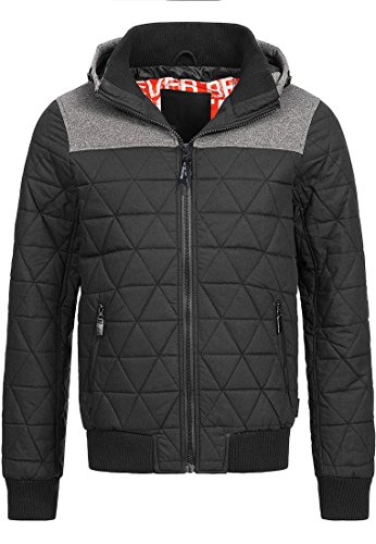 Indicode Herren Ronin Jacke Steppjacke Kapuzenjacke Schwarz L