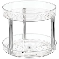 iDesign plateau tournant pour le placard, plateau pivotant en plastique à 2 étages, socle tournant pour épices et ingrédients de cuisine, transparent