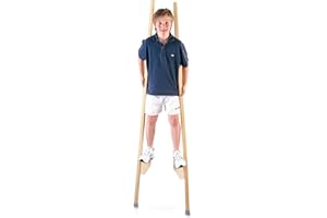 Sport-Thieme Stelzen | Kinderstelzen aus Massivholz | Höhenverstellbar bis 51 cm | Mit Gummikappen | Belastbar bis 90 kg | Ab 4 Jahren | Markenqualität