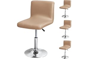LIFEDX Bar Stool Covers Stretch Set of 2/4/6 Pack, Barstool Chair Slipcovers Waterproof PU Leather Dining Room with Backs, Stool Cushion Slipcover for Counter Height Mid Low Back Chair Protecto-Coffee||4PCS