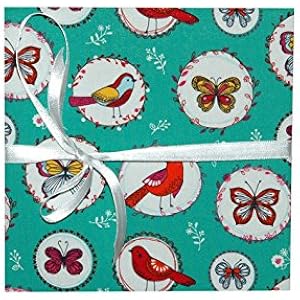 Leporello Fotoalbum mit Stoff 17x17 weiße Seiten Vögel