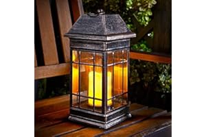 Garden Mile Outdoor Solar Lantern - Solar Powered LED Light Garden Ornament Hollow Table Top Lanterns, Portable and Waterproof Hanging Seville Lantern for Patio, Lawn, Yard, Pathway, Driveway