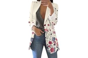shownicer Blazer Femme Casual à Manches Longues Blazer Ouvert Devant Cardigan Veste Élégant Chic OL Bureau Affaires Veste