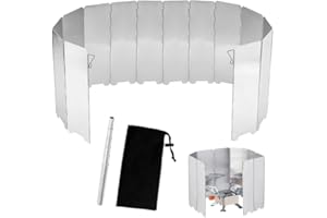 Anlising Parabrisas Plegable para Camping, 16 Placas Parabrisas Aluminio Plegable, Enviar Tubo de Fuego de Soplado, Cocina Parabrisas, Cortavientos Plegable para Cocina, Picnics Aire Libre, Camping
