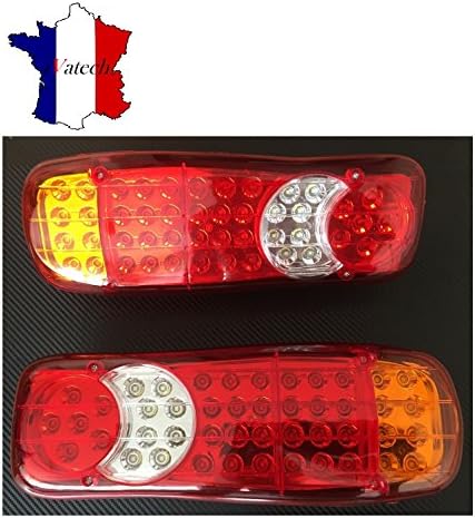 Pack of 2 x 12 V 45 SMD LED Lights Rear 5 Function Universal Rear Brake Light Flashing Light Lamp Reverse Fog Light Lamp For Trailer Truck Van Caravan Chassis Unit