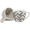 INVERT FRAGRANCES Ceramic Coffee Mug Multicolor Designs Set of 2 (Leaves&Strokes)