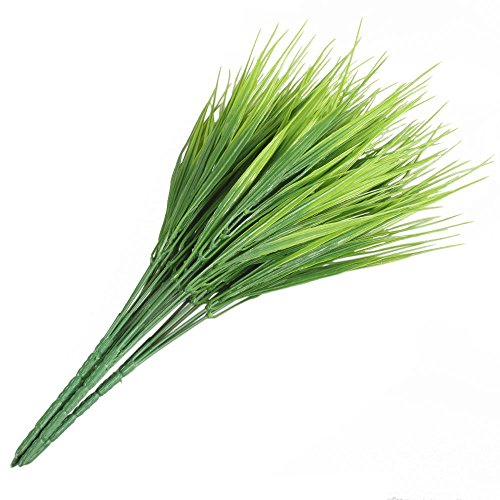 4Pcs Frühling Kunstpflanzen Grün Gras,Die Echt Busch für Draußen Garten,Wasserfest Dekogras - 2