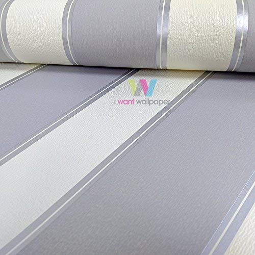 Grandeco Gabe Stripe Pattern Wallpaper Metallic Striped Motif Embossed (Grey A22803)