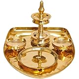 Exotic India Banana Leaf Puja Thali - Brass