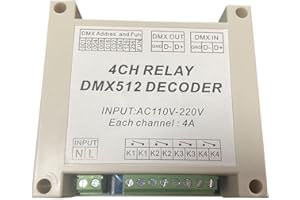 NUTBRO 4CH DMX Relay Switch DMX512 Controlled Relay Switch High Voltage Input Relay Switch AC110-220V