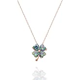 NEREZE 925 Carat Mystic Topaz Stone Clover Necklace Women's Silver Necklace