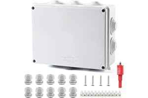 QINGLEE Boite de Derivation Etanche, IP65 Boite Etanche Electrique Exterieur Avec 4 Vis, 1 Borne, 10 Joints, pour Connexion Entre Câbles Electriques