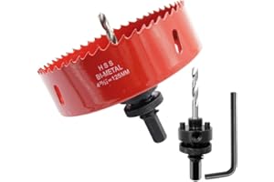 Scie cloche 125mm, LAIWEI A2 mèche cloche à arbre pour usage intensif, foret 4341,outil de perçage pour percer des trous dans différents types de bois, aluminium, PVC, etc.