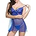 Produktbild Damen Spitze Kleid Transparent Set - Sexy Negligee Babydoll Nachtwäsche Dessous Erotik Lingerie Nachtkleid mit G-string Highdas