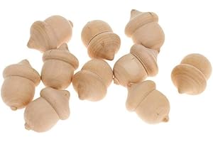 POFET 10pcs Wooden Acorns DIY Hand-painted Crafts Peg Dolls Unfinished Handmade Decor - Acorn