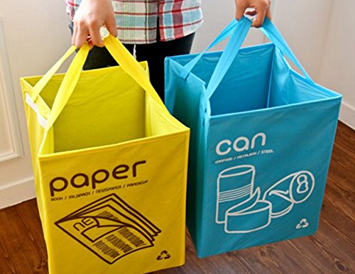 [cozymom Deco] Recycle Tasche separates Fach Papierkorb nicht Geflochtene Körbe Offene Container 3 Set - 4