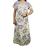 Indiatrendzs Women's Floral Cotton Purple Nightwear Nighty XL