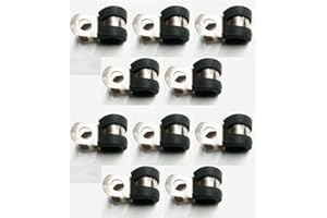 KONAMO 10X Marine Grade Stainless Steel Rubber-Lined P-Clip 8Mm Hose Pipe Clamp M6 Hole