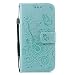 Produktbild Huawei P10 Lite Hülle,Huawei P10 Lite (5,2 Zoll) Case,Carols [Schmetterling und Blume]Design Muster Prägemuster Design Folio Cover Wallet im Bookstyle mit Standfunktion Karteneinschub und Magnetverschluß Etui für Huawei P10 Lite (5,2 Zoll) - Grün