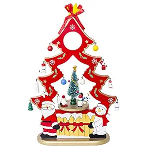 Outgeek Christmas Music Box Decorative Wooden Xmas Tree Christmas Decoration Christmas Music Boxes for Christmas Christmas Musical Box for Christmas