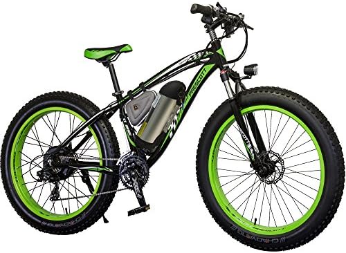 Electric Bike Prescott 350W Fat Tire Mountain Bicycle Snow Bike With Removable Lithium - Iron Battery Shimano 21 Speed Adult E-Bike For Beach, Snow ,Etc … (Green)