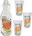 Produktbild 4 tlg. Set _ Glasflasche mit Bügelverschluss & 3 Stück Trinkgläser - " Copa Cabana & Sommer " - 1 Liter Flasche & 310 ml Gläserset - aus Glas - Wasserflasche / Saftflasche - Limoflasche - Party / Kinder & Erwachsene - mehrweg Camping Set / Cocktail Bowleset - Saft - Glaskaraffe - Saftflaschen - Weithals - Schraubverschluß - Glasbehälter / Bügelverschluß - Schnappverschluß - Einmachflasche Likörflasche mit Bügel - retro Design - Cocktailgläser / Saftbecher - Limobecher