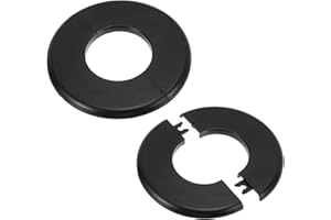 PATIKIL Rohrabdeckung Wand Split Flansch Rohrmanschette 2,01" (51mm), 2 Stück ABS Runde Selbstklebende Rosetten Wasserhahn Armaturen-Abdeckung für Badezimmer Armatur Dekoration, Schwarz