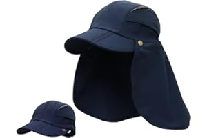 Magracy Mens Womens Outdoor Wide Brim Sun Cap Mesh UPF50+ Neck Flap Hat Fishing Hats