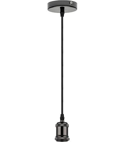 ZIGefofo Lot De 2 Suspensions Lampe E27 Noir – Câble 150 Cm Réglable, Douille Rétro Industrielle, Max 60W, Idéal Salon, Chambre, Cuisine