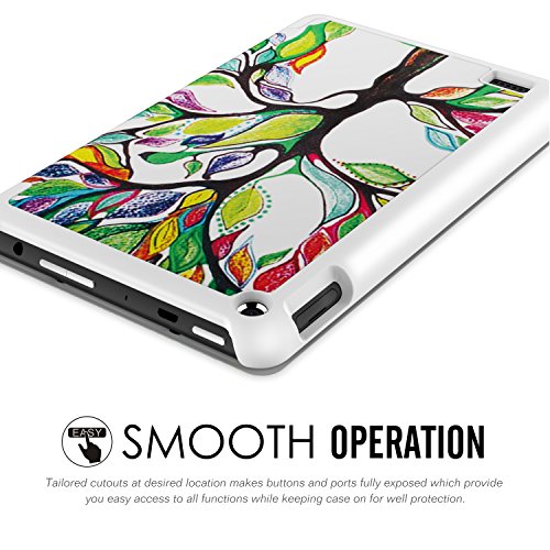 MoKo Fire 2015 7 Zoll Hülle – Ultra Slim Lightweight Schutzhülle Smart Cover Case mit Standfunktion für Amazon Fire Tablet (Vorherige 5th Generationeration – 2015 Modell) Tablet, Glück Baum - 5