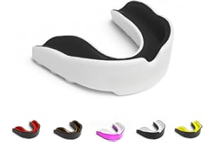 ARSTORMS Sports Mouth Guard Adults and Junior Gum Shield with case Mouth Guard for Jaw Protection in Contact Sports Boxing MMA Rugby Football Hockey Martial Arts (Junior Below 11 Years, White/Black)