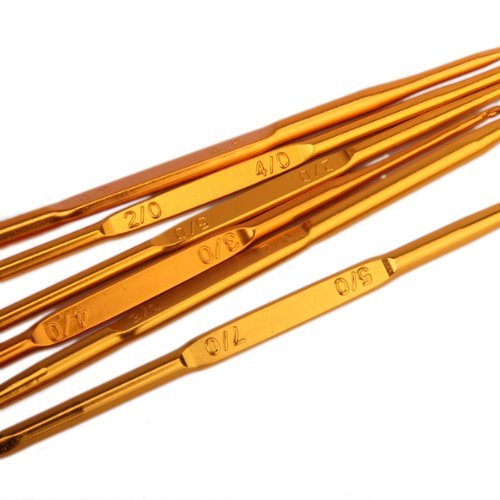 TOOGOO(R) 6 Stueck Aluminium Goldenen Doppel Enden Haekelnadel 2,0 – 7,0 mm - 4