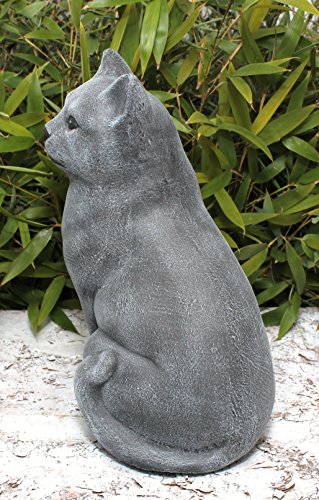 Steinfigur Katze groß – Schiefergrau, Garten, Deko, Stein, Figur, Frostsicher - 3