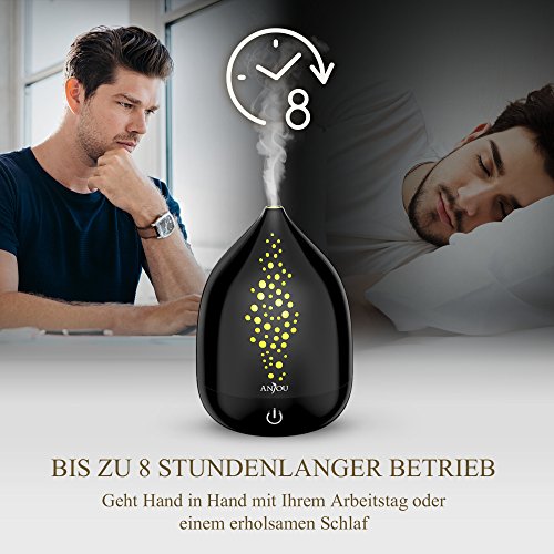 Aroma Diffuser Anjou 200mL Aromatherapie Luftbefeuchter mit 7 wechselnden Farben, schwarz (bis zu 8 Std Betriebszeit, BPA-lose Konstruktion, PP-Material) - 4