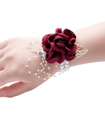 GEQIAN Bracelet Poignet Fleurs Artificielles Demoiselle D'Honneur - Corsage Mariage Dentelle