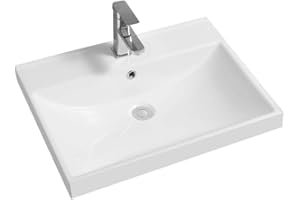 LIMOGE Thick-Edge Ceramic 60.5cm Inset Basin with Scooped Full Bowl