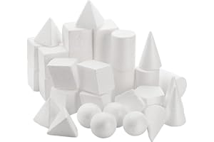 SOUJOY 32 Pack weißer Schaumstoff Form, 8 Formen Handwerk Schaumstoff Ball, Kind DIY Kunst Schaumstoff Kegel für Haus, Schule Handwerk Projekt, Tisch Centerpiece Blumenarrangement Requisiten