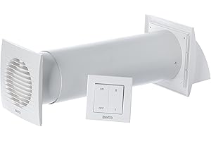 Steinberg14 Unità di VMC Decentralizzata 100 mm - Bianco Recuperatore di Calore con Interruttore - VMC Doppio Flusso Recupero Calore - Scambiatore Aria a Parete