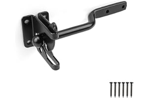 DIYCUT Gartentor Riegel, Gartentor Schloss Schwarz, Torriegel Kohlenstoffstahl mit 6 Schrauben, Doppeltorüberwurf, Gartentorfalle Geeignet für Haustiergehege Innen und Außenbereich, Gartenzaun