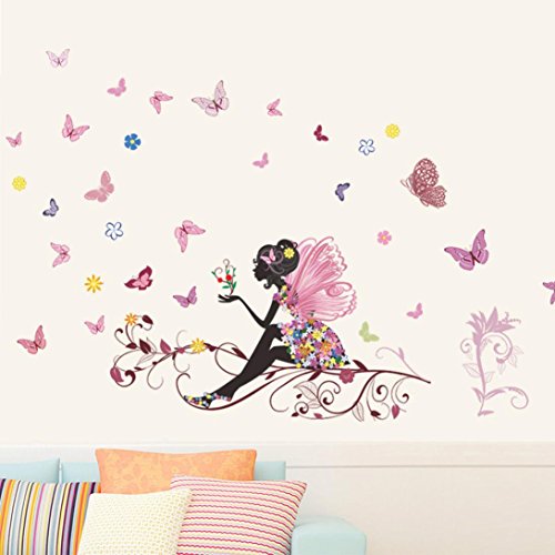 Jamicy® Neuer Schmetterling Blume Fee Aufkleber Baby Mädchen Schlafzimmer Wohnzimmer Wandtattoo (A) - 2