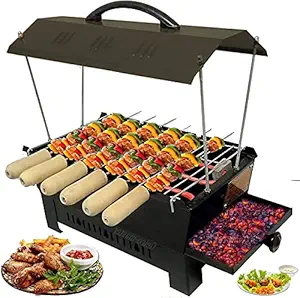 HotLife Non Electric Iron Multipurpose Charcoal Barbeque Big Grill and Tandoor (Black, 1000W)