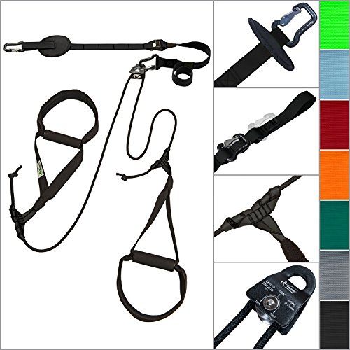 eaglefit® Sling Trainer ALLROUND; Schlingentrainer mit Umlenkrolle, Türanker, Aluminium-Karabiner, Modell 2017 - 2